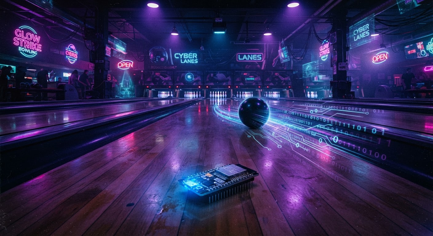 ESP32 microcontroller with bowling lane atmosphere