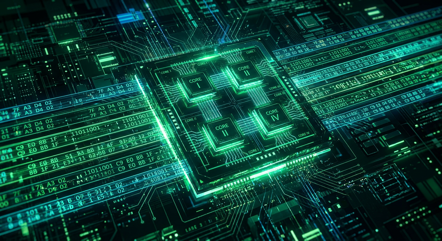 Diagram showing CPU lanes processing text in parallel