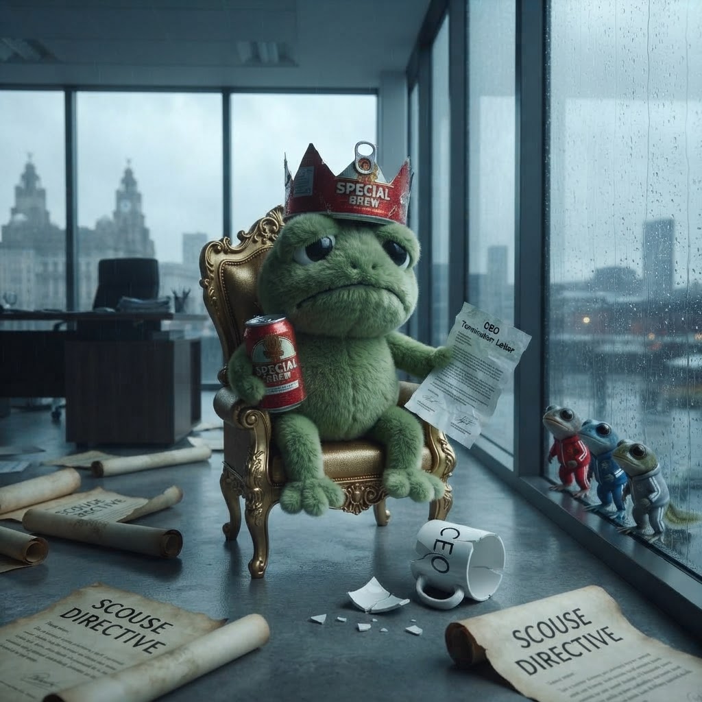 The Scouse Mad King — Froggy on his tiny throne